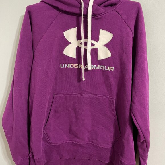 Women's Size XL Purple Hoodie Loose Sweatshirt W/ White & Silver Lettering Excel - Picture 2 of 14